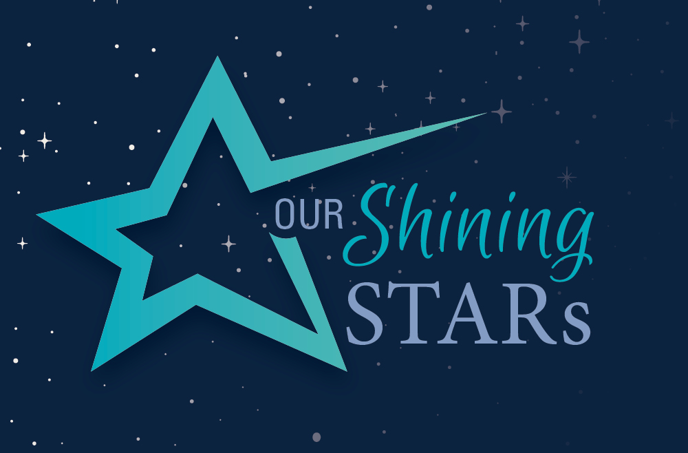 Graphic of teal star against dark blue sky with words: Our Shining STARs